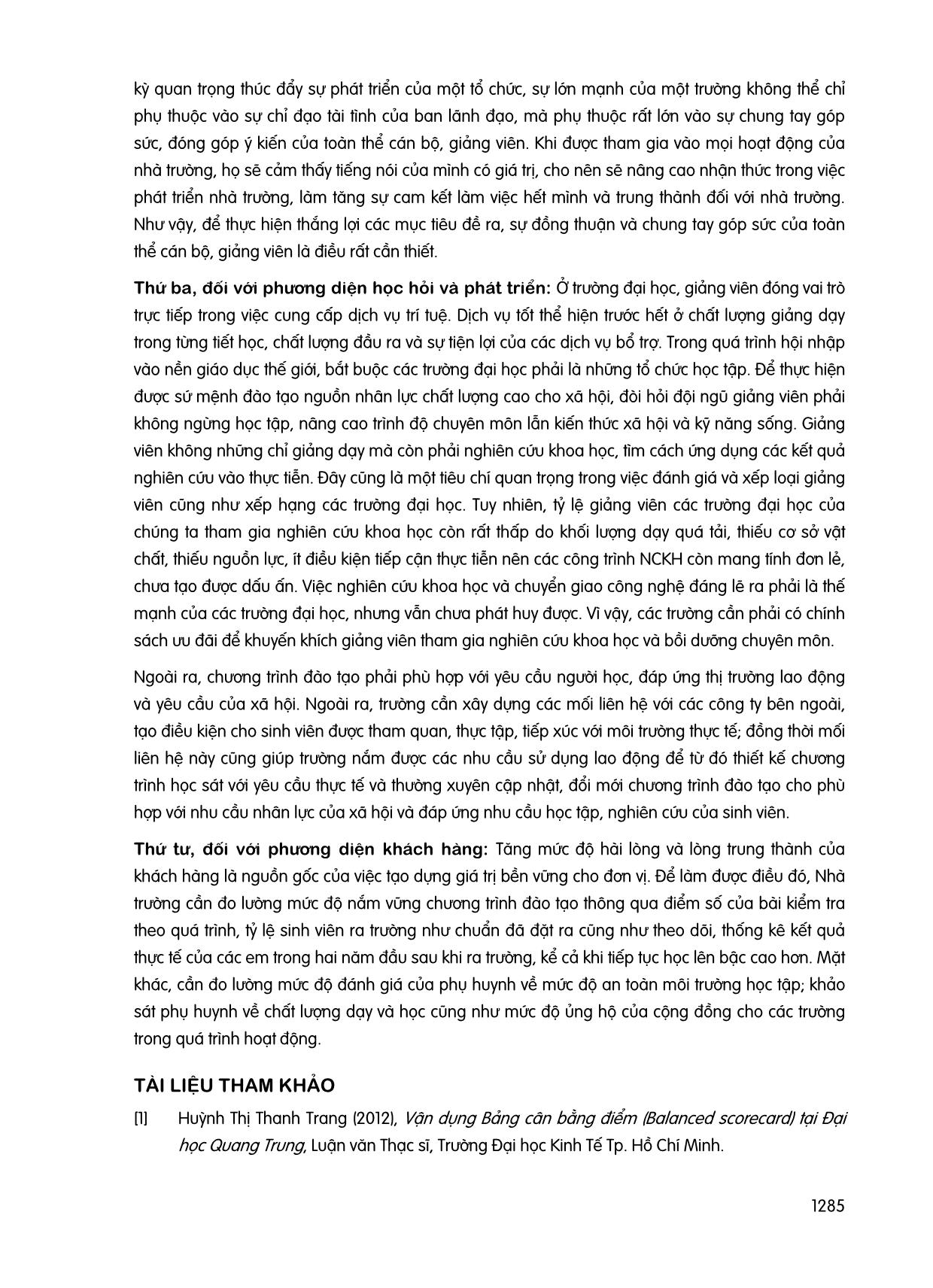 Vận dụng bảng điểm cân bằng (Balanced scorecard) để đánh giá thành quả hoạt động tại các trường Đại học ngoài công lập trên địa bàn thành phố Hồ Chí Minh trang 5