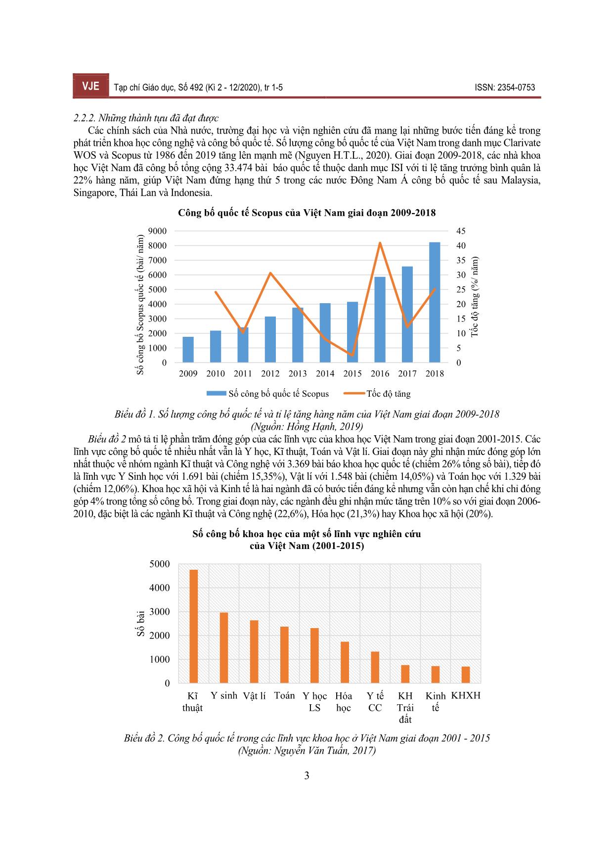 Xuất bản khoa học quốc tế của Việt Nam trong thế kỉ XXI: Thành tựu và hạn chế trang 3