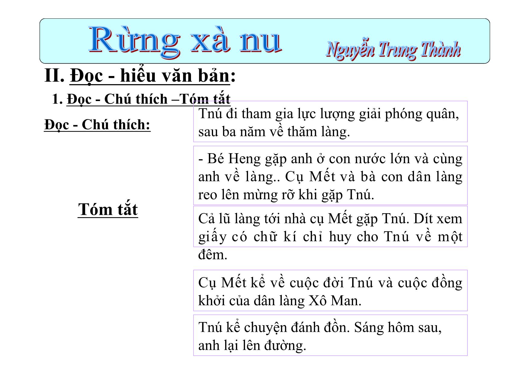 Bài giảng Ngữ văn Lớp 12 - Văn bản: Rừng xà nu (Tiết 1) trang 9