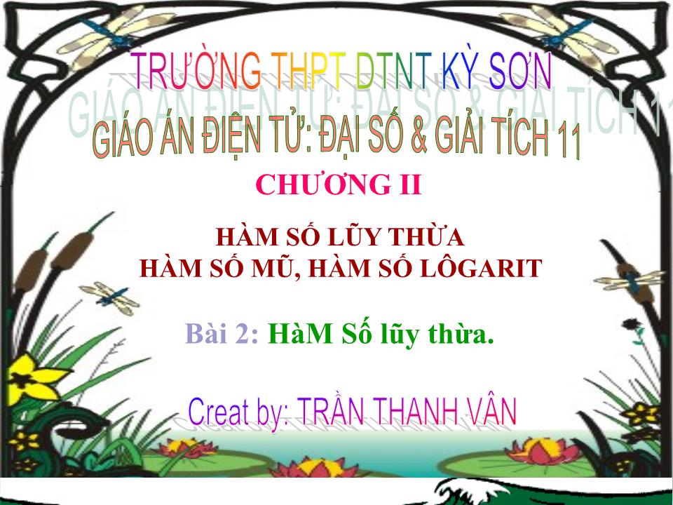 Bài giảng Đại số Lớp 11 - Chương 2: Hàm số lũy thừa hàm số mũ, hàm số lôgarit - Bài 2: Hàm Số lũy thừa - Trần Thanh Vân trang 2