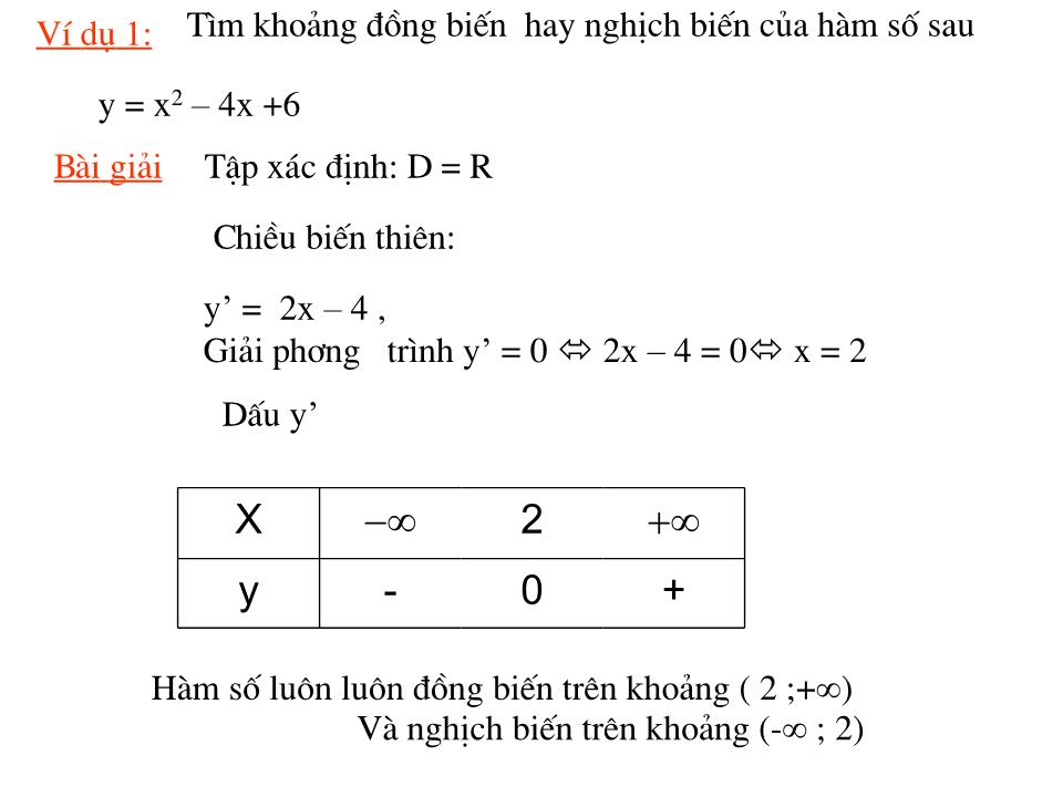 Bài giảng Đại số Lớp 12 - Chương 2: Ứng dụng của đạo hàm - Bài 1: Sự đồng biến, nghịch biến của hàm số - Phạm Danh Hoàn trang 9