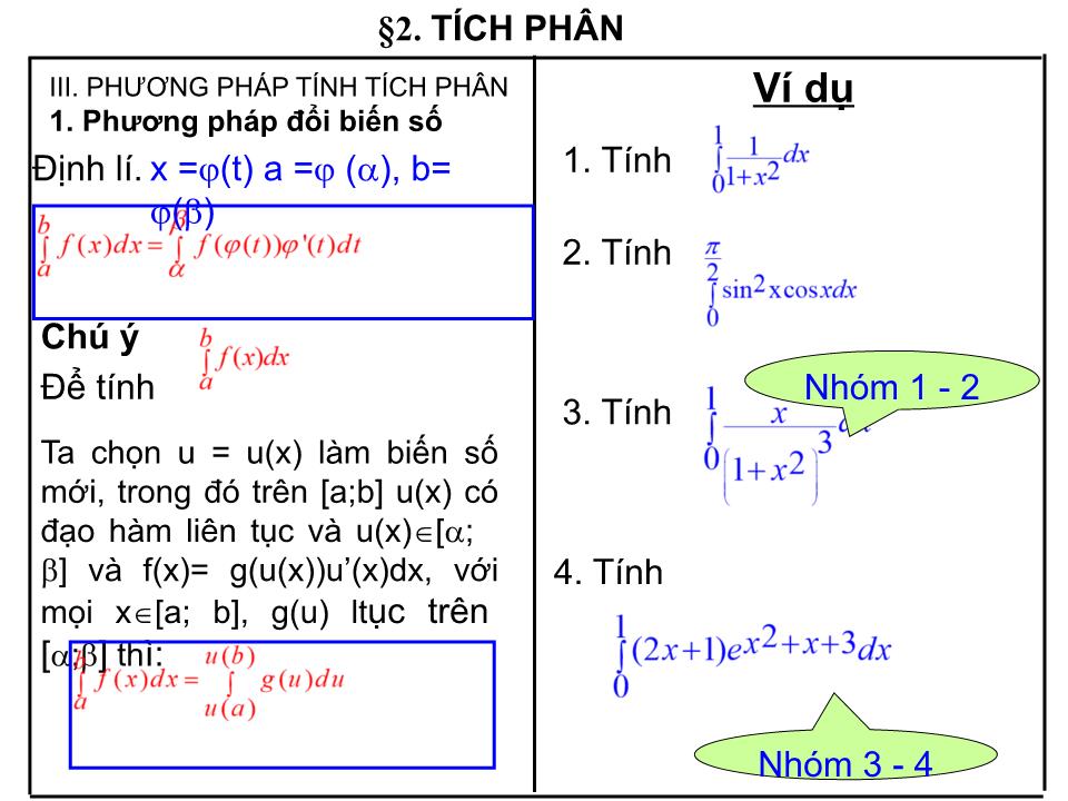 Bài giảng Đại số Lớp 12 - Chương 3: Nguyên hàm - Bài 2: Tích phân - Đặng Thị Tố Uyên trang 6