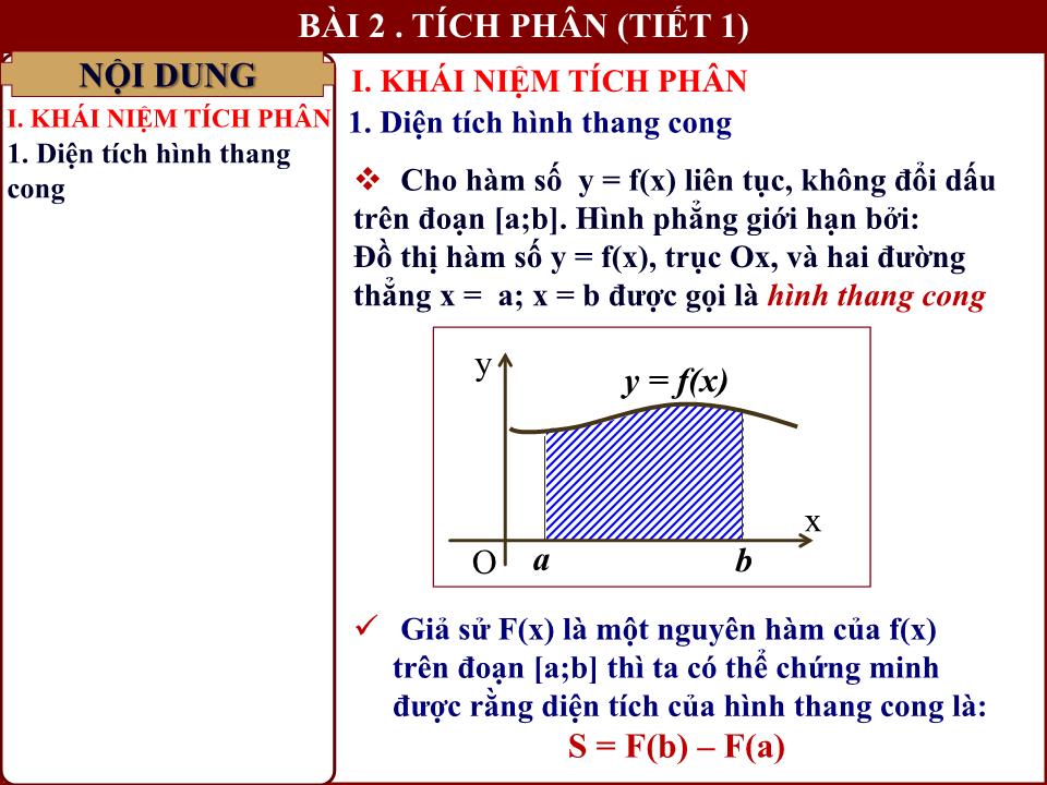 Bài giảng Đại số Lớp 12 - Chương 3: Nguyên hàm - Bài 2: Tích phân (Tiết 1) - Lưu Công Hoàn trang 4