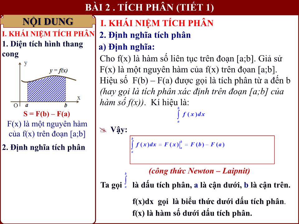 Bài giảng Đại số Lớp 12 - Chương 3: Nguyên hàm - Bài 2: Tích phân (Tiết 1) - Lưu Công Hoàn trang 5