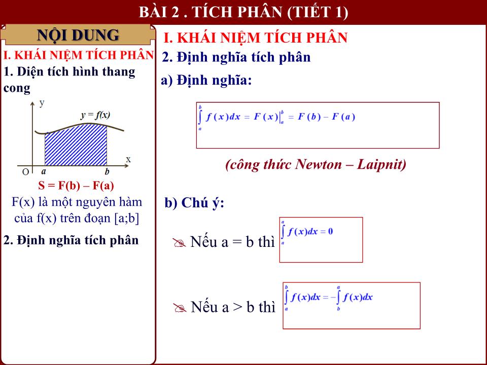 Bài giảng Đại số Lớp 12 - Chương 3: Nguyên hàm - Bài 2: Tích phân (Tiết 1) - Lưu Công Hoàn trang 6