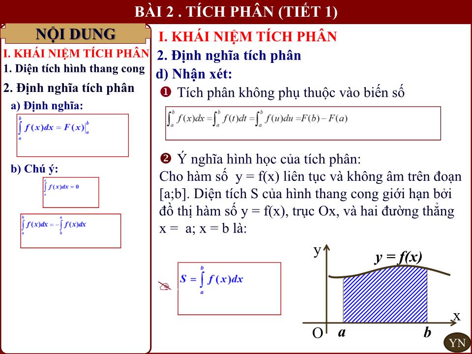 Bài giảng Đại số Lớp 12 - Chương 3: Nguyên hàm - Bài 2: Tích phân (Tiết 1) - Lưu Công Hoàn trang 8