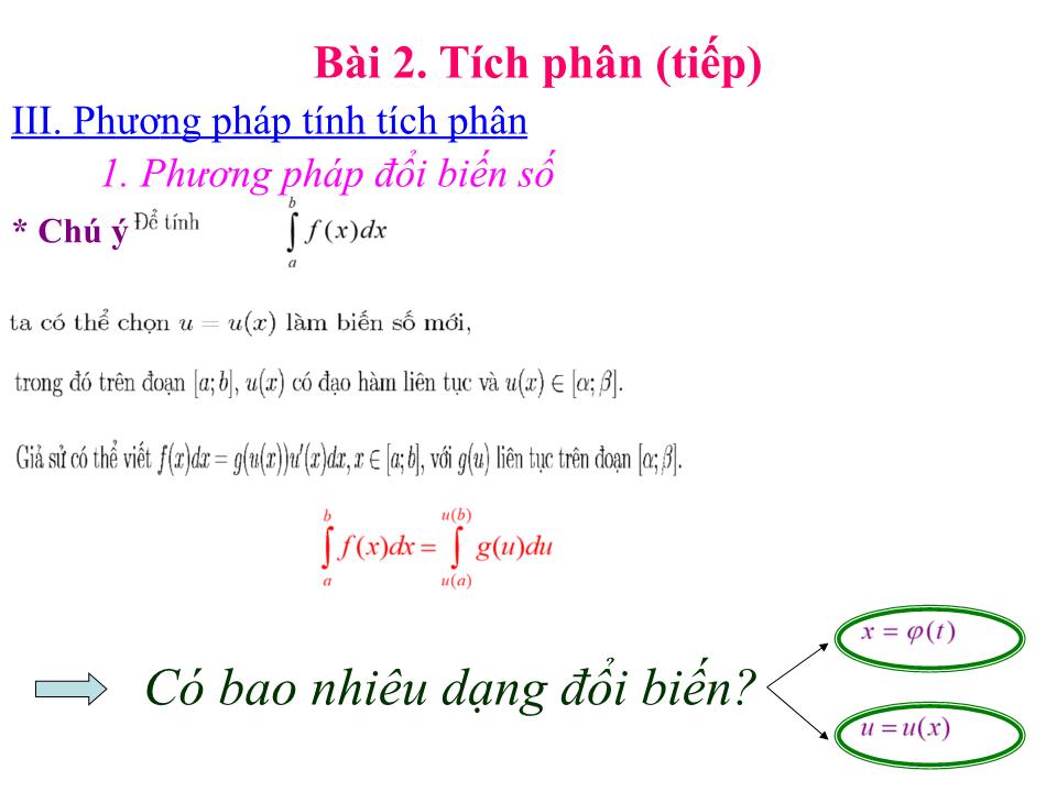 Bài giảng Đại số Lớp 12 - Chương 3: Nguyên hàm - Bài 2: Tích phân (Tiết 2) - Lưu Công Hoàn trang 6