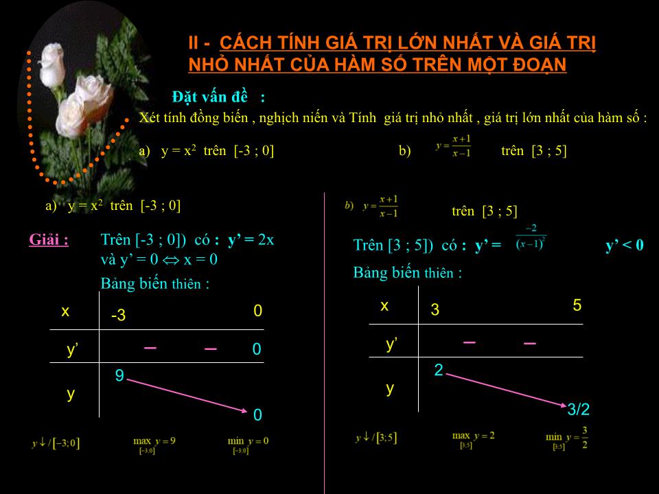 Bài giảng Đại số Lớp 12 - Chương 1: Cực trị của hàm số - Bài 3: Giá trị lớn nhất. Giá trị nhỏ nhất của hàm số trang 3