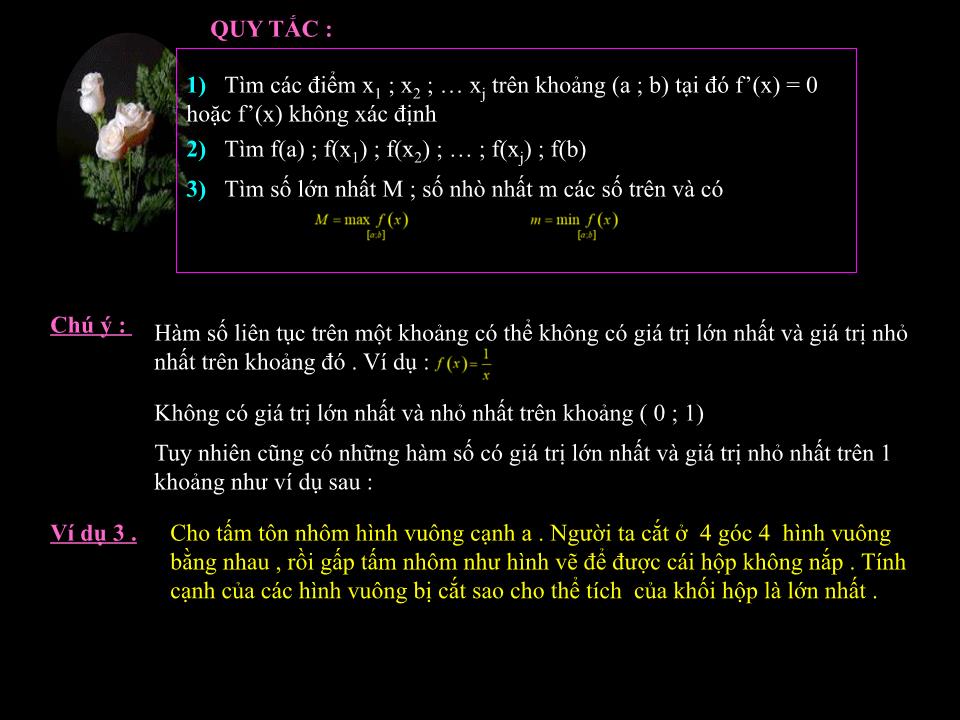 Bài giảng Đại số Lớp 12 - Chương 1: Cực trị của hàm số - Bài 3: Giá trị lớn nhất. Giá trị nhỏ nhất của hàm số trang 6