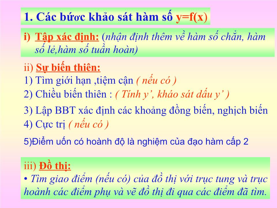 Bài giảng Đại số Lớp 12 - Chương 1: Cực trị của hàm số - Bài 5: Khảo sát sự biến thiên và vẽ đồ thị của hàm số trang 3