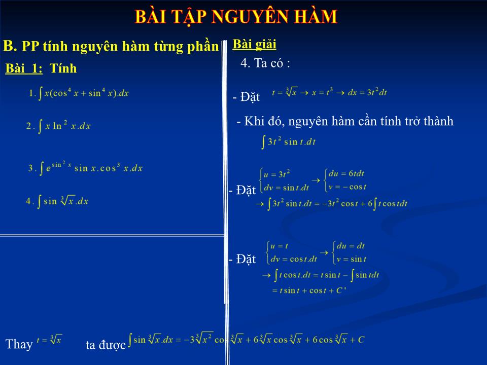 Bài giảng Đại số Lớp 12 - Chương 3: Nguyên hàm - Bài tập: Nguyên hàm - Nguyễn Giang Nam trang 10