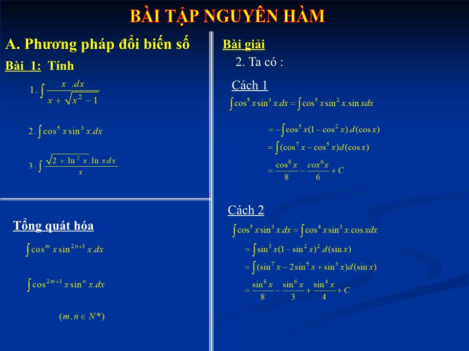 Bài giảng Đại số Lớp 12 - Chương 3: Nguyên hàm - Bài tập: Nguyên hàm - Nguyễn Giang Nam trang 3