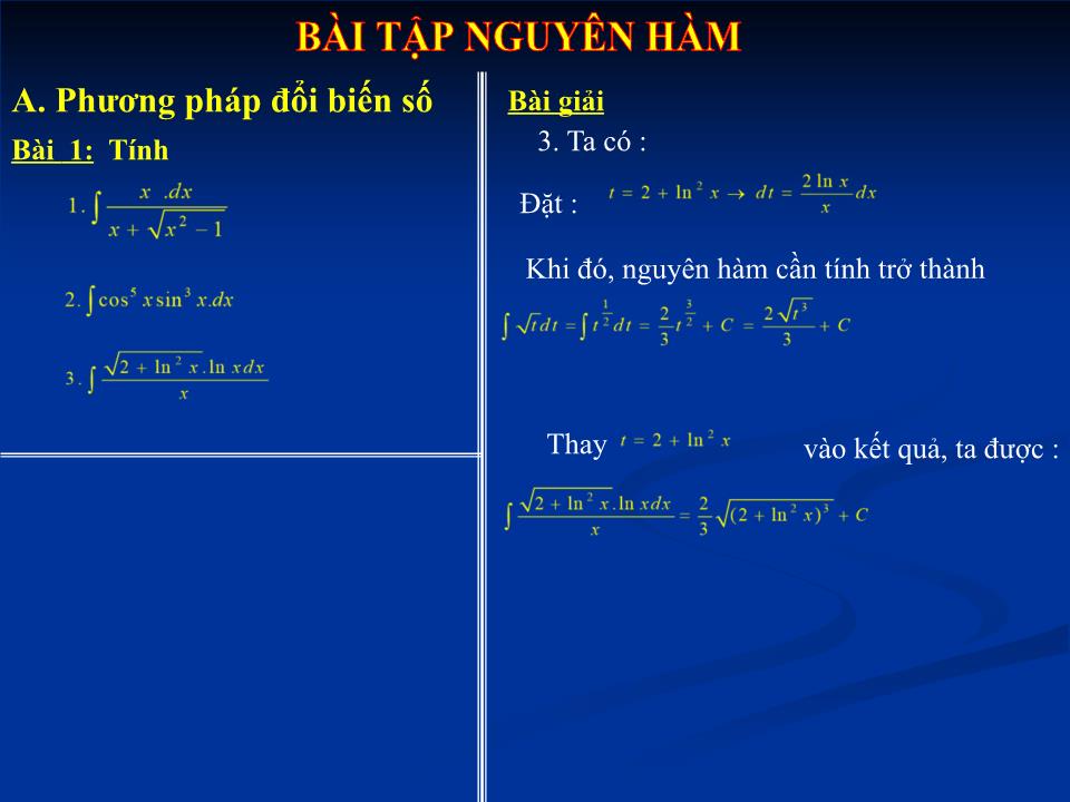 Bài giảng Đại số Lớp 12 - Chương 3: Nguyên hàm - Bài tập: Nguyên hàm - Nguyễn Giang Nam trang 4