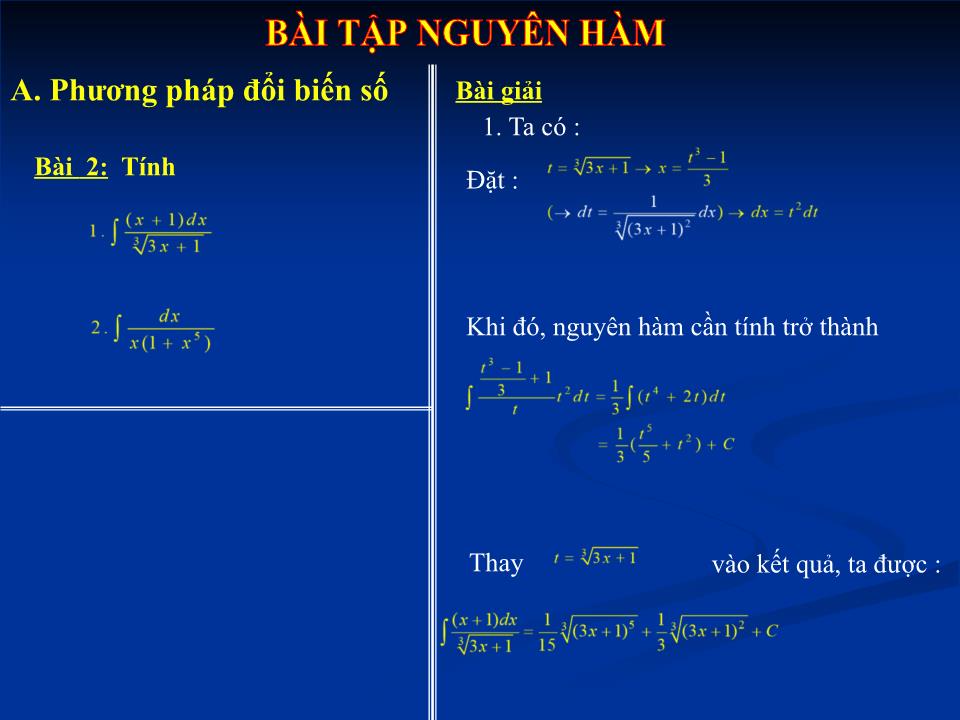 Bài giảng Đại số Lớp 12 - Chương 3: Nguyên hàm - Bài tập: Nguyên hàm - Nguyễn Giang Nam trang 5