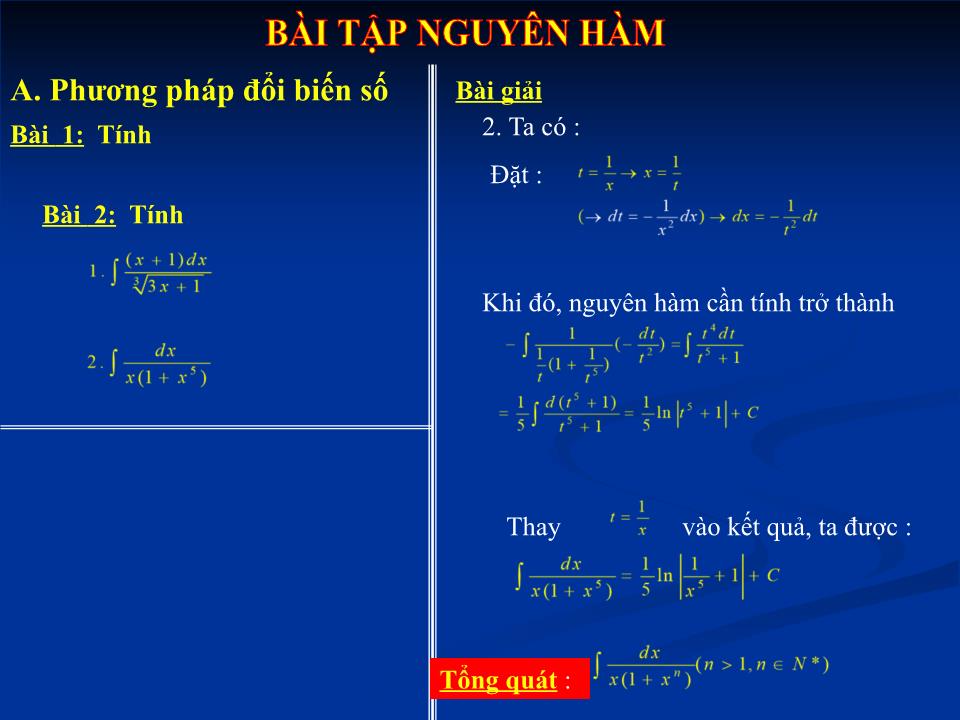 Bài giảng Đại số Lớp 12 - Chương 3: Nguyên hàm - Bài tập: Nguyên hàm - Nguyễn Giang Nam trang 6