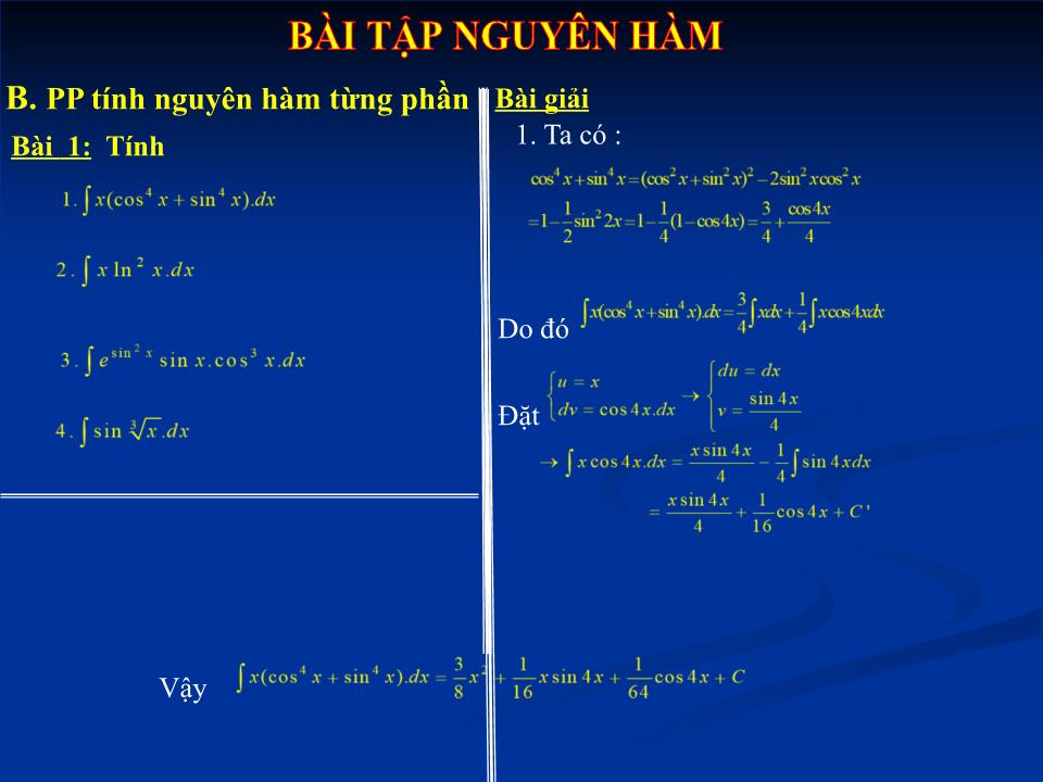 Bài giảng Đại số Lớp 12 - Chương 3: Nguyên hàm - Bài tập: Nguyên hàm - Nguyễn Giang Nam trang 7