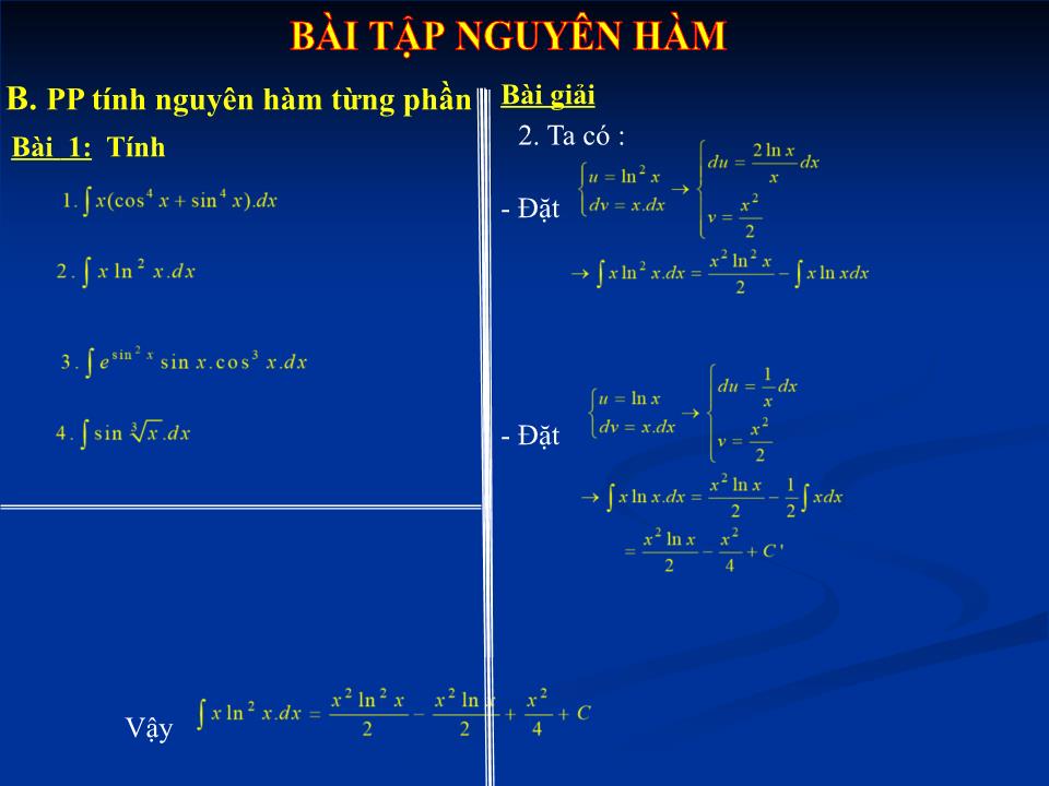 Bài giảng Đại số Lớp 12 - Chương 3: Nguyên hàm - Bài tập: Nguyên hàm - Nguyễn Giang Nam trang 8