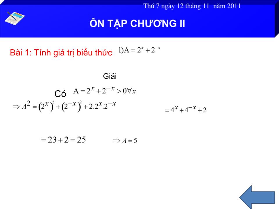 Bài giảng Đại số Lớp 12 - Ôn tập chương 2 - Vũ Chí Cương trang 7