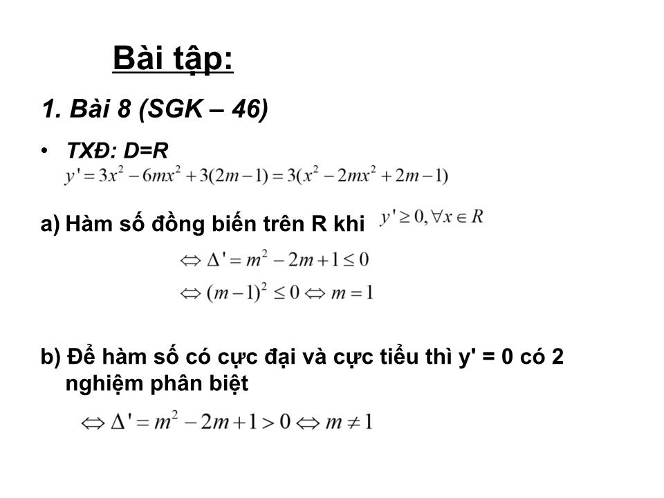 Bài giảng Đại số Lớp 12 - Tiết 16: Ôn tập chương 1 trang 10