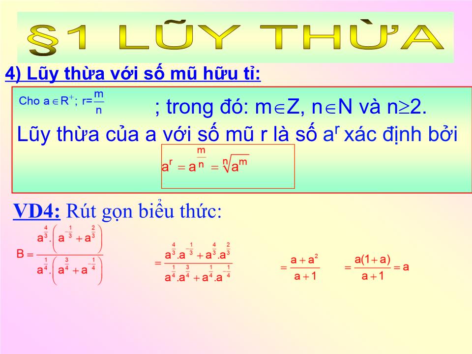 Bài giảng Đại số Lớp 12 - Tiết 21+22: Lũy thừa - Bảo Trọng trang 8