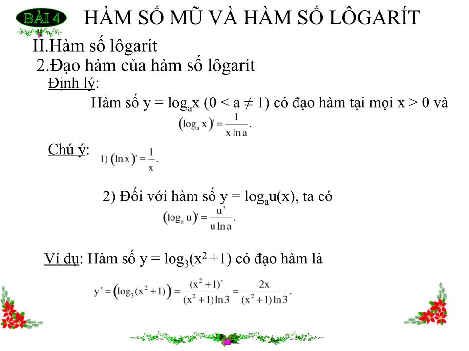 Bài giảng Đại số Lớp 12 - Chương 2: Hàm số lũy thừa, hàm số mũ và hàm số logarit - Tiết 30: Hàm số mũ và hàm số logarit trang 7