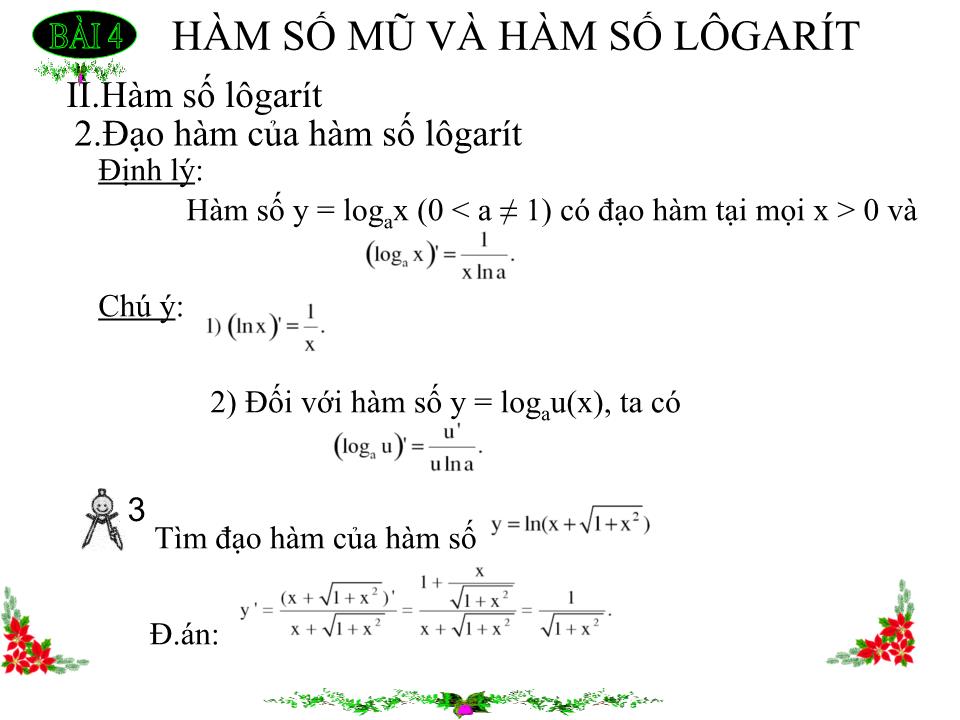 Bài giảng Đại số Lớp 12 - Chương 2: Hàm số lũy thừa, hàm số mũ và hàm số logarit - Tiết 30: Hàm số mũ và hàm số logarit trang 8