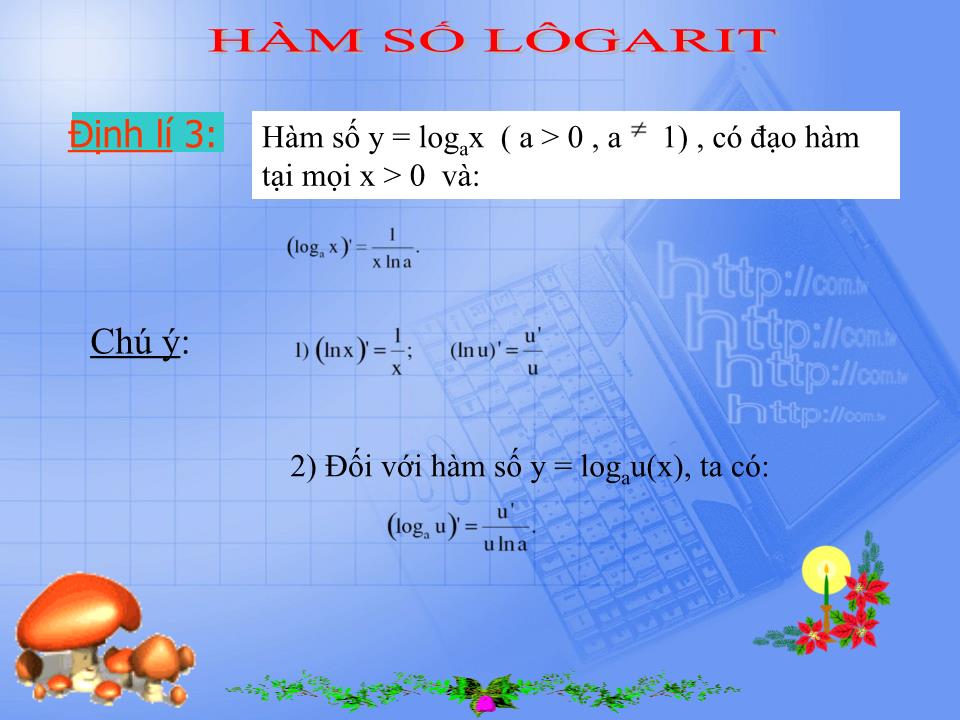 Bài giảng Đại số Lớp 12 - Chương 2: Hàm số lũy thừa, hàm số mũ và hàm số logarit - Tiết 33: Hàm số mũ. Hàm số logarit - Nguyễn Quang Tánh trang 7