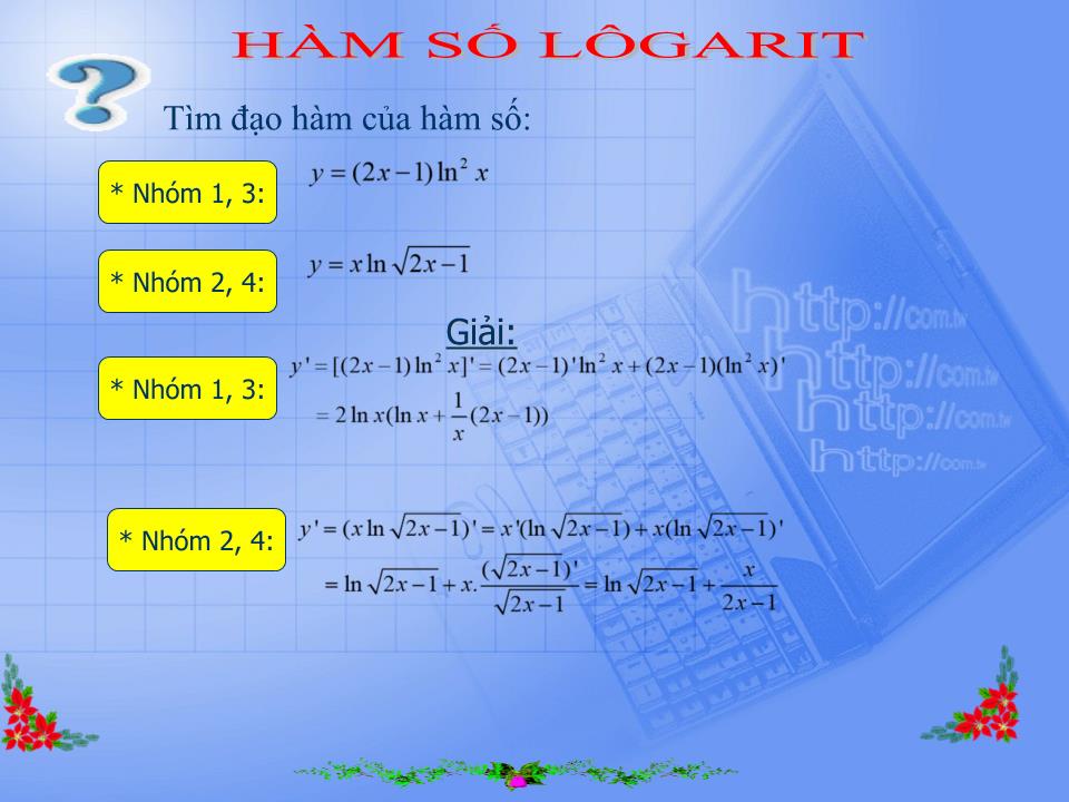 Bài giảng Đại số Lớp 12 - Chương 2: Hàm số lũy thừa, hàm số mũ và hàm số logarit - Tiết 33: Hàm số mũ. Hàm số logarit - Nguyễn Quang Tánh trang 9