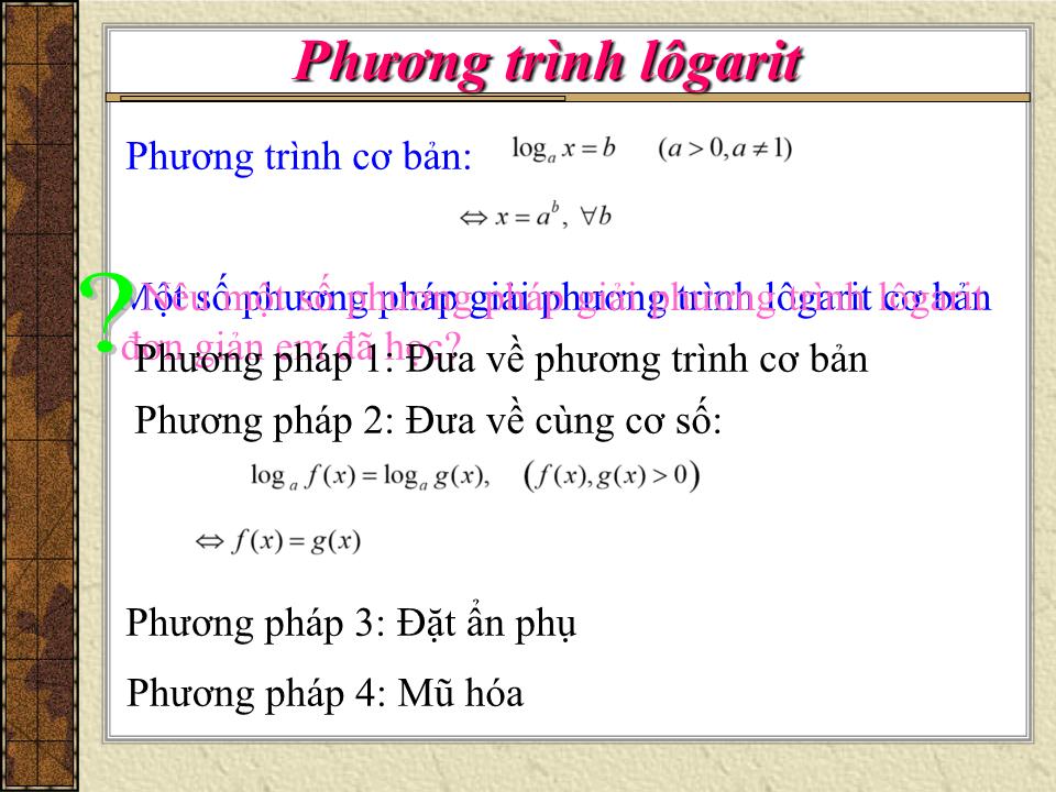 Bài giảng Đại số Lớp 12 - Tiết 37: Ôn tập chương 2 (Tiết 2) trang 3