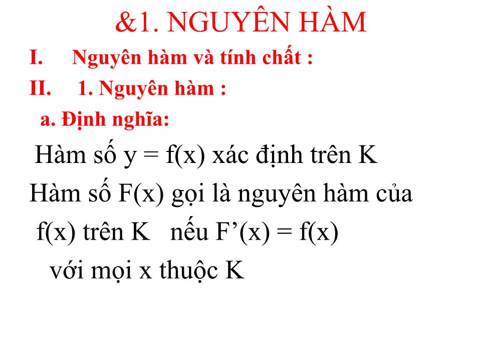 Bài giảng Đại số Lớp 12 - Chương 3: Nguyên hàm - Bài 1: Nguyên hàm trang 3