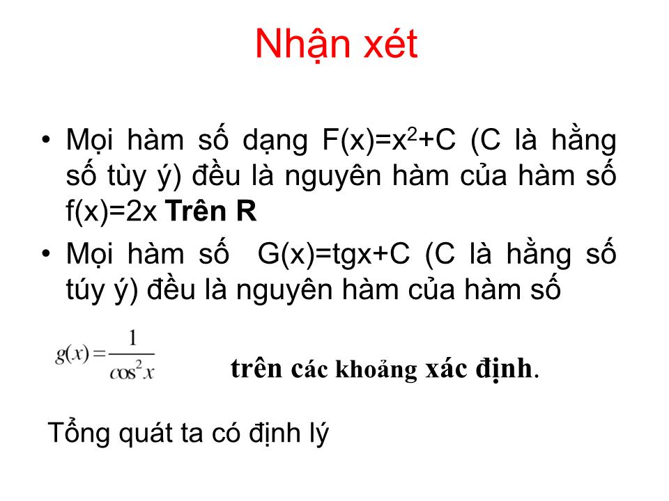 Bài giảng Đại số Lớp 12 - Chương 3: Nguyên hàm - Bài 1: Nguyên hàm trang 5