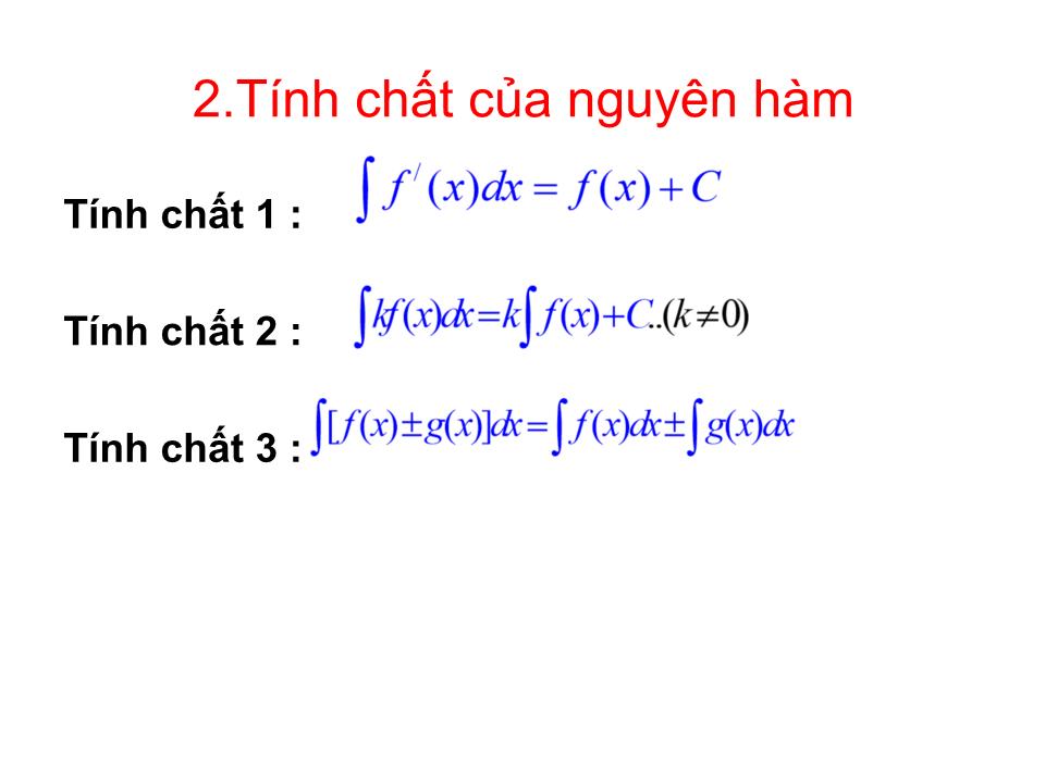 Bài giảng Đại số Lớp 12 - Chương 3: Nguyên hàm - Bài 1: Nguyên hàm trang 7