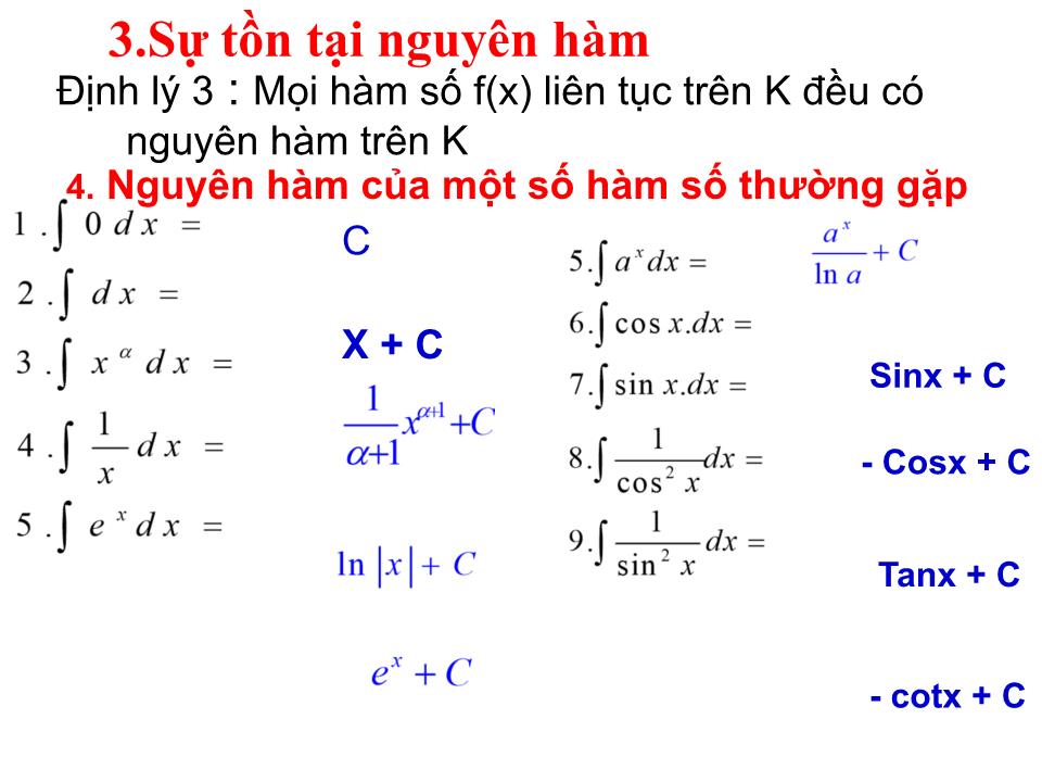 Bài giảng Đại số Lớp 12 - Chương 3: Nguyên hàm - Bài 1: Nguyên hàm trang 8