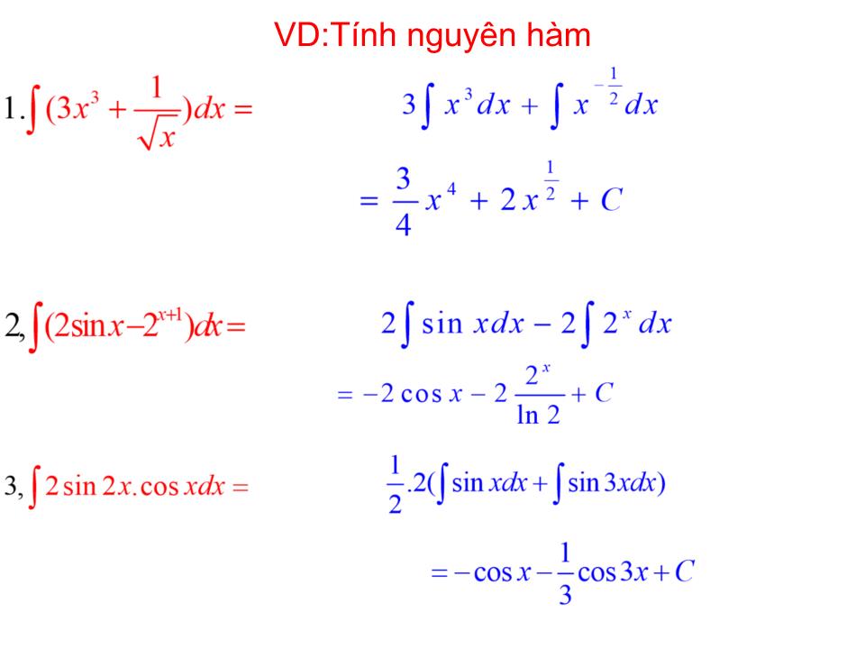 Bài giảng Đại số Lớp 12 - Chương 3: Nguyên hàm - Bài 1: Nguyên hàm trang 9