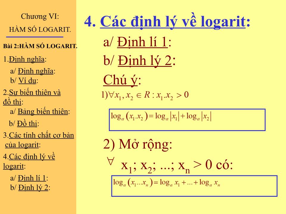 Bài giảng Đại số Lớp 12 - Tiết 82: Hàm số logarit trang 7