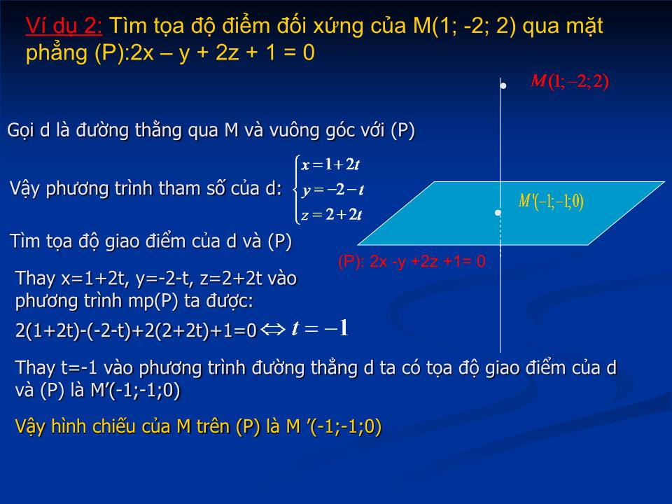 Bài giảng Hình học Lớp 12 - Ôn tập: Phương trình đường thẳng phương trình mặt phẳng trang 10