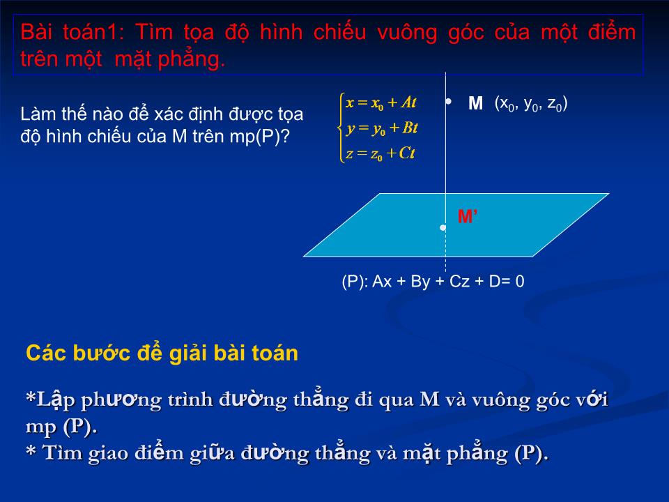 Bài giảng Hình học Lớp 12 - Ôn tập: Phương trình đường thẳng phương trình mặt phẳng trang 6