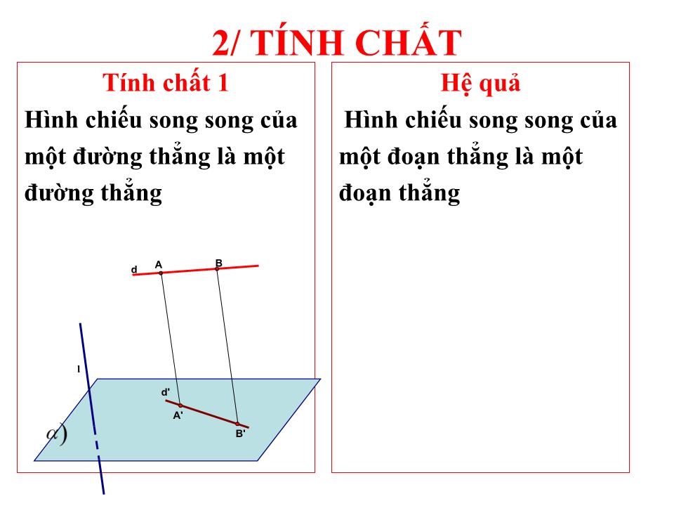 Bài giảng Hình học Lớp 11 - Chương 2 - Bài 5: Phép chiếu song song trang 4