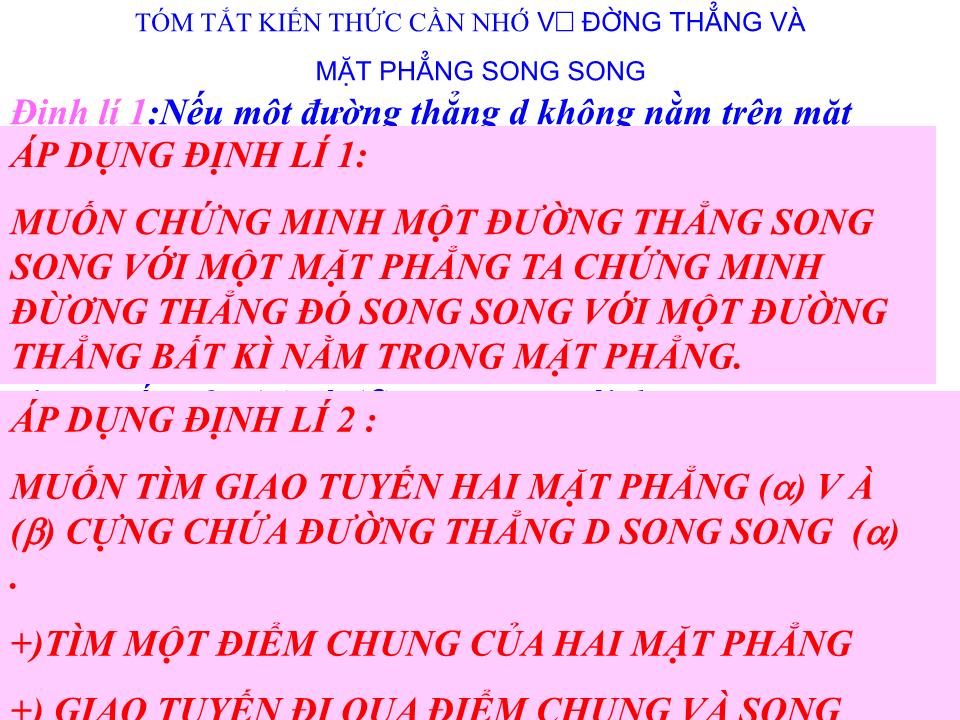 Bài giảng Hình học Lớp 11 - Chương 2: Quan hệ song song - Tiết 21: Đường thẳng và mặt phẳng song song trang 8