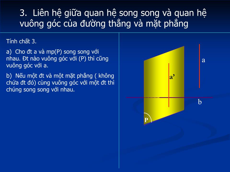 Bài giảng Hình học Lớp 11 - Tiết 34: Đường thẳng vuông góc với mặt phẳng (Tiếp theo) - Bùi Văn Long trang 5