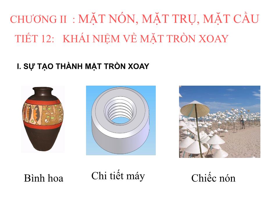 Bài giảng Hình học Lớp 12 - Chương 2: Mặt nón, mặt trụ, mặt cầu - Tiết 12: Khái niệm về mặt tròn xoay - Đào Thị Hương Hoa trang 2