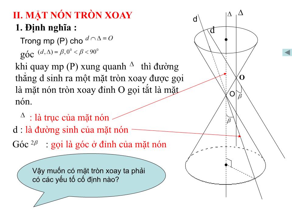 Bài giảng Hình học Lớp 12 - Chương 2: Mặt nón, mặt trụ, mặt cầu - Tiết 12: Khái niệm về mặt tròn xoay - Đào Thị Hương Hoa trang 5