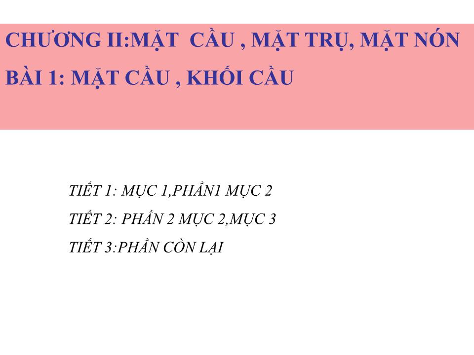 Bài giảng Hình học Lớp 12 - Chương 2: Mặt nón, mặt trụ, mặt cầu - Bài 1: Mặt cầu, khối cầu - Bùi Hồng Hạnh trang 2