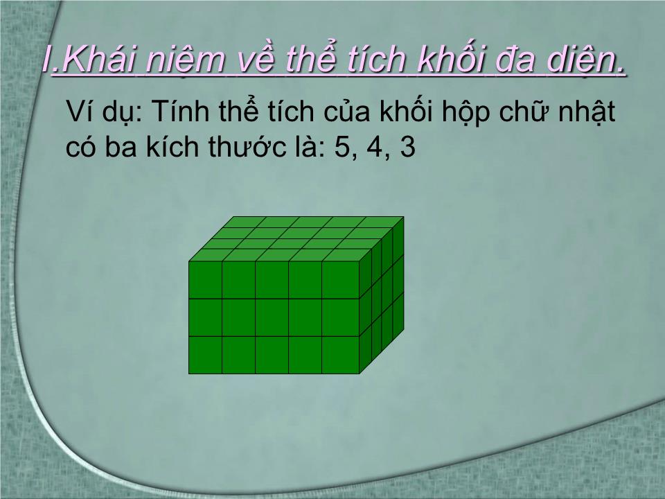 Bài giảng Hình học Lớp 12 - Chương 1 - Bài 3: Khái niệm về thể tích của khối đa diện trang 6