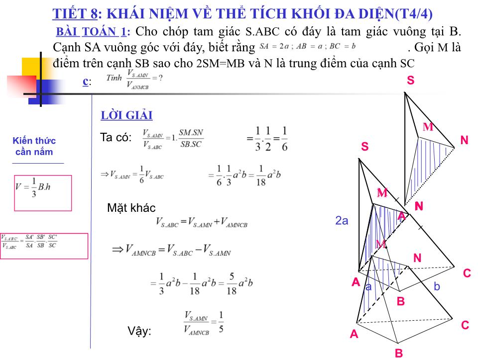 Bài giảng Hình học Lớp 12 - Chương 1 - Bài 3: Khái niệm về thể tích của khối đa diện - Nguyễn Xuân Long trang 6