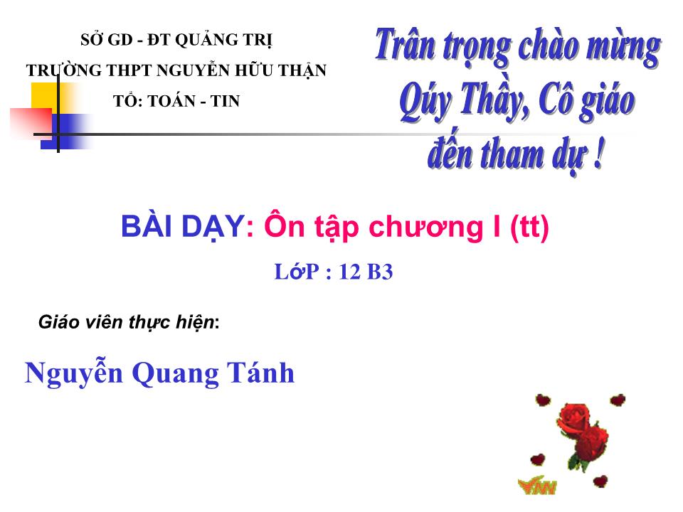 Bài giảng Hình học Lớp 12 - Ôn tập chương 1 - Nguyễn Quang Tánh trang 3