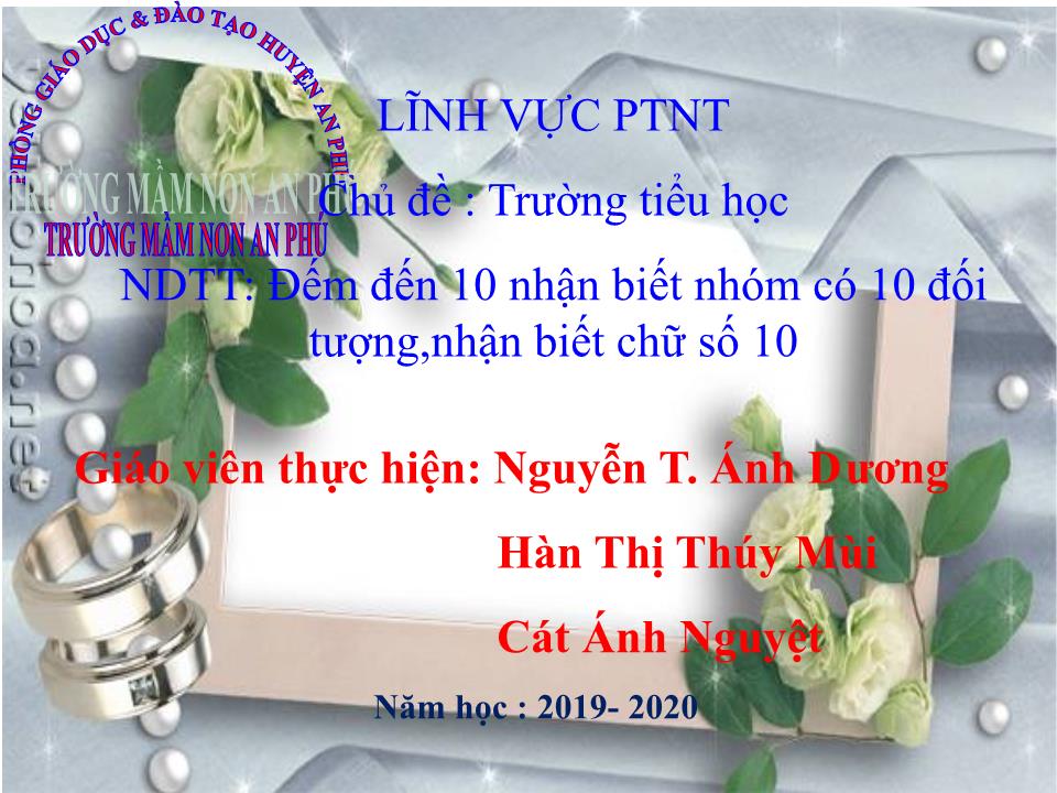 Bài giảng Lớp Lá - Đếm đến 10 nhận biết nhóm có 10 đối tượng,nhận biết chữ số 10 - Nguyễn Thị Ánh Dương trang 1