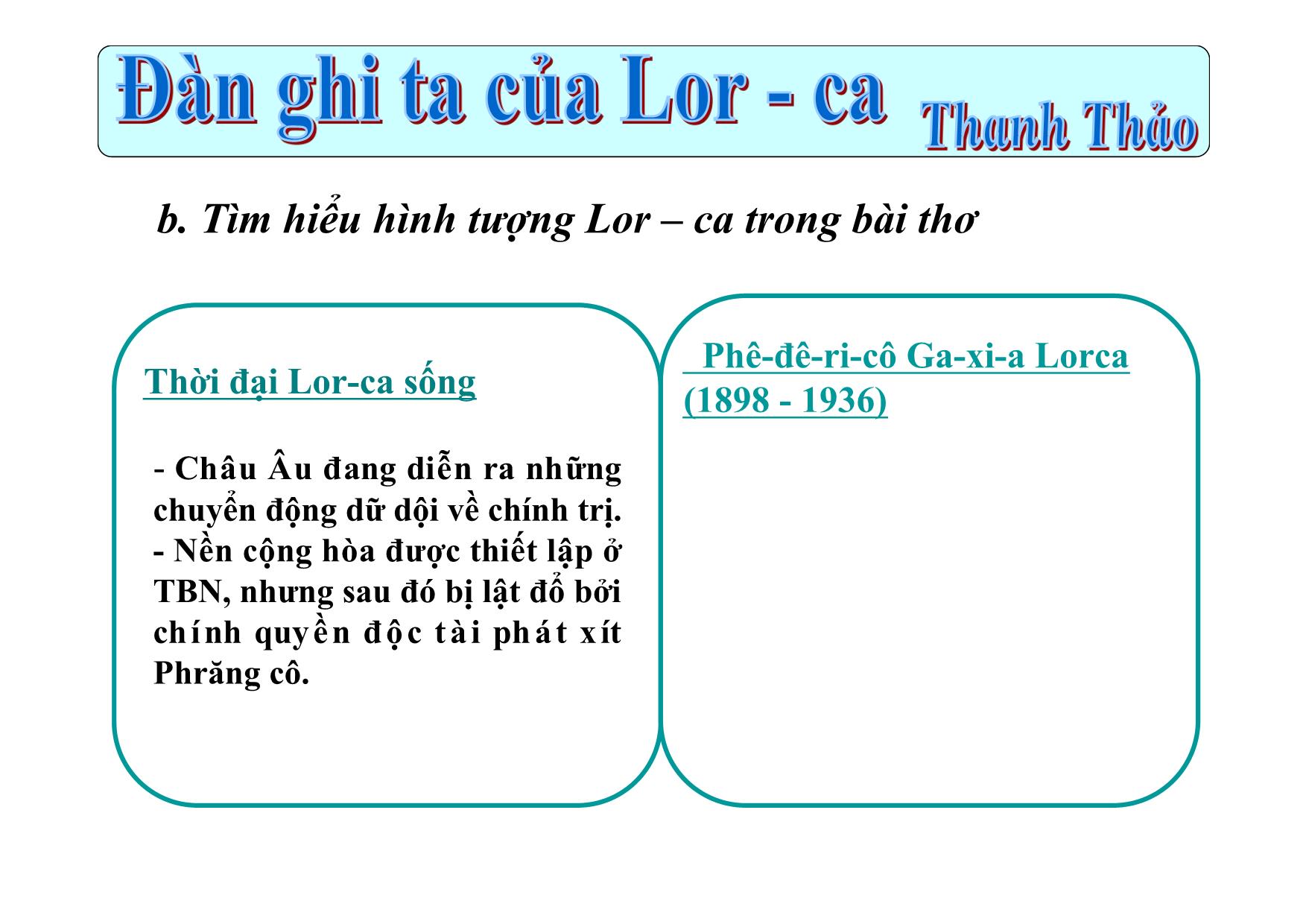 Bài giảng Ngữ văn Lớp 12 - Văn bản: Đàn ghi ta của Lor-ca trang 9