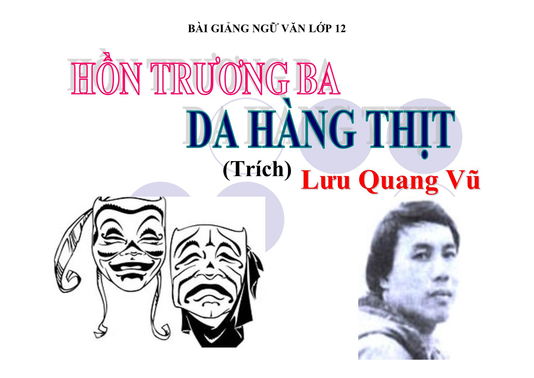 Bài giảng Ngữ văn Lớp 12 - Văn bản: Hồn Trương ba, da hàng thịt trang 1