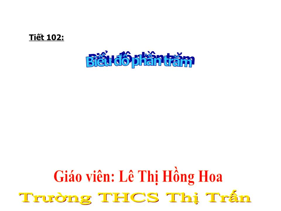 Bài giảng Đại số Lớp 6 - Tiết 102: Biểu đồ phần trăm - Lê Thị Hồng Hoa trang 1